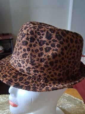 Leopard Print Fedora Hat - Brown and Black